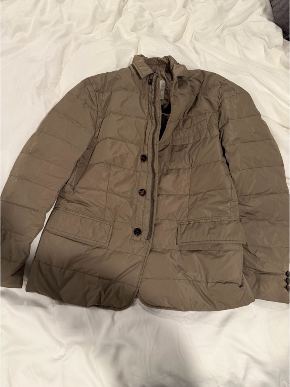 Moncler Men's Taupe Quilted Puffer Coat